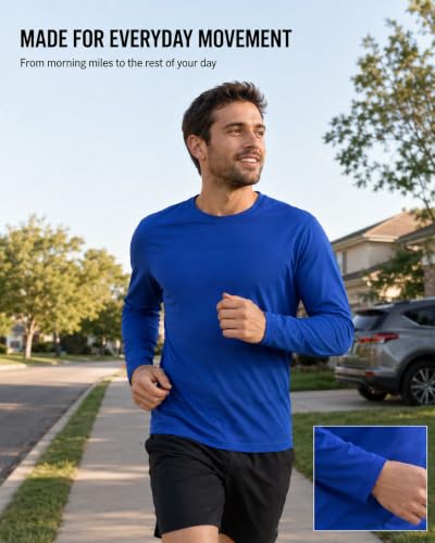 XWC Men's Large 5 Pack Long Sleeve Sun Protection Workout Shirts - Quick Dry, UPF 50+