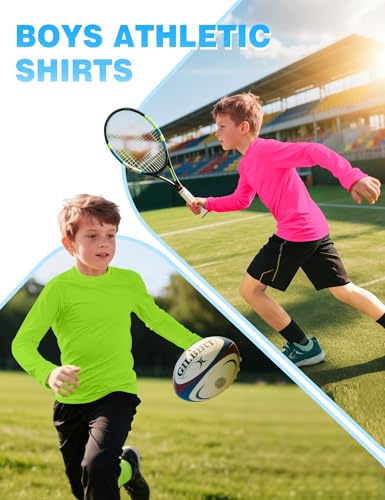 Boys Long Sleeve Rash Guard Swim Shirt UPF 50+ - Rose Red, 7-8 Years