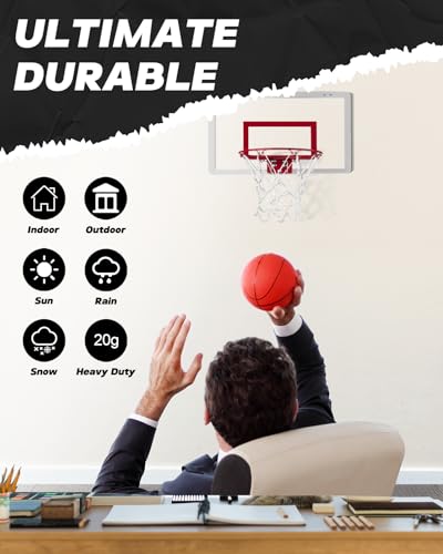 Heavy-Duty Mini Basketball Net Replacement - 12" Nylon, White, 8 Loops