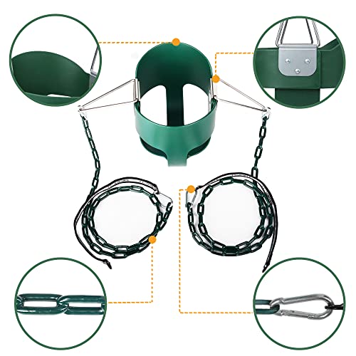 Toddler Swing with High Back EVA Seat & Iron Chains - Green