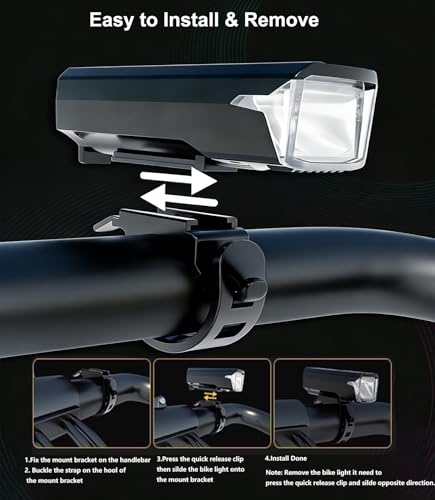 Rechargeable Bike Headlight with Auto On/Off, 5 Lighting Modes & USB-C Charging