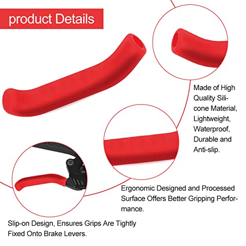 Anti-Slip Bike Brake Grip Covers - Shockproof Silicone - Red