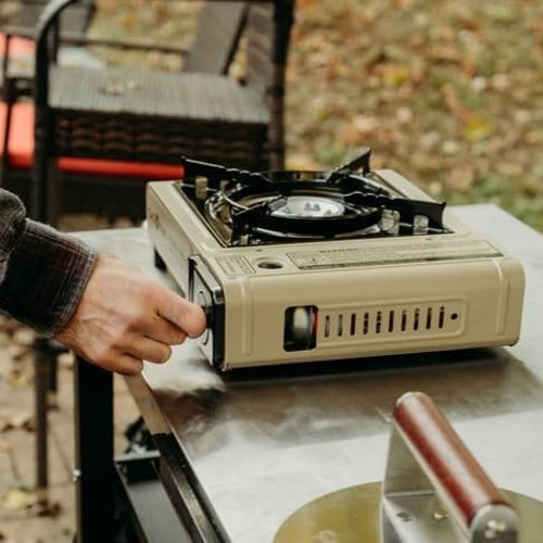 GasOne GS-3400P-KIT Propane or Butane Gas Stove with Flat Top Griddle Included – Dual Fuel Propane Grill Tent Stove Burners for Cooking for Camping, Kitchen – Diecast Aluminum with Non Stick Coating