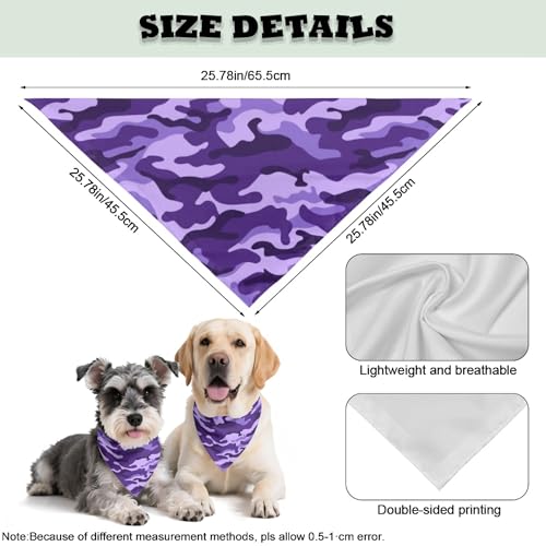 Purple Camo Dog Bandana - Reversible Triangle Scarf for Pets