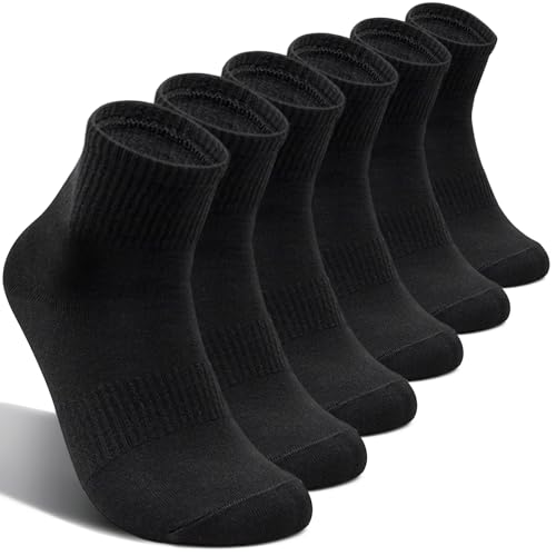 UoUoUosocks 6 Pairs Men Women Athletic Socks Black 9-11