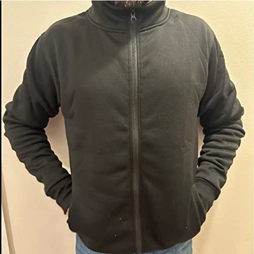 Conguoki Men's Medium Black Lightweight Hoodless Zip Up Cardigan Sweater