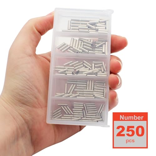 Copper Crimp Sleeves Kit for Fishing Leaders - 250pcs Single Barrel Set