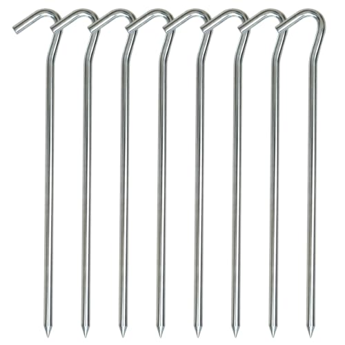 Heavy Duty 9 Inch Metal Tent Stakes - 8 Pcs Anti-Rust
