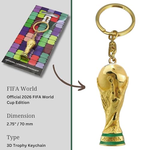 FIFA World Cup 2026 3D Rotating Trophy Keychain - 1.7 Inch