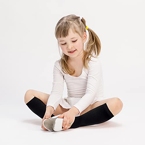 Kids Soccer Socks - Toddler Knee High Tube Socks, 2 Pack Black (3-6 Years)