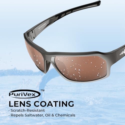 Polarized Fishing Sunglasses - Gloss Metallic Gun Frame, Copper-Silver Mirror