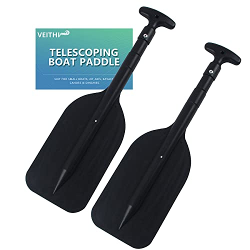 VEITHI 2-Pack Telescoping Boat Paddles Anti-Slip Aluminum Oars Black
