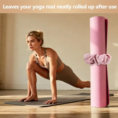 Yoga Mat Scrunchie - Durable Elastic Holder for Standard Mats - Pink