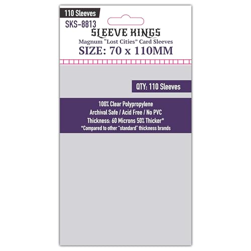 Large Card Sleeves – 110 Pack, Clear 60 Micron, 70 x 110 mm - Magnum Lost Cities