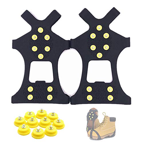 Ice Cleats for Shoes - Anti-Slip Traction Crampons with 10 Studs, Small Size