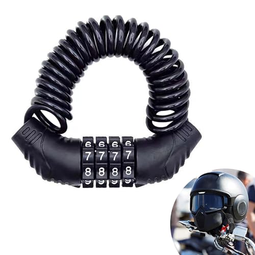 Motorcycle Helmet Lock with 59In Retractable Security Chain - Black