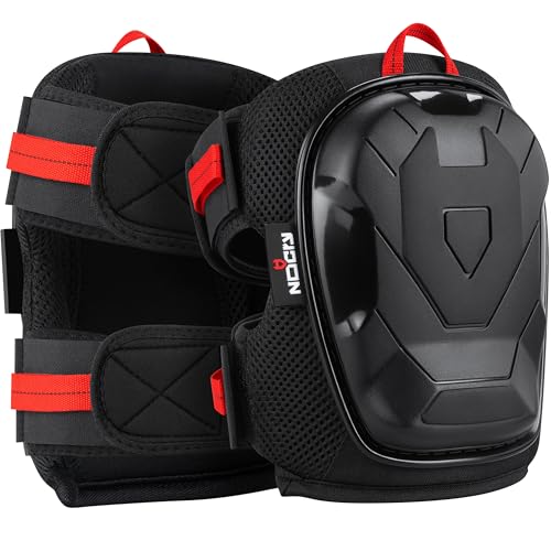 NoCry Professional Work Knee Pads for Men and Women with Non-slip Heavy Duty Cap and Ankle Support ? Soft Foam Cushion and Gel Knee Pads for Men Construction ? Easy to Fasten Kneepads with Hang Loop