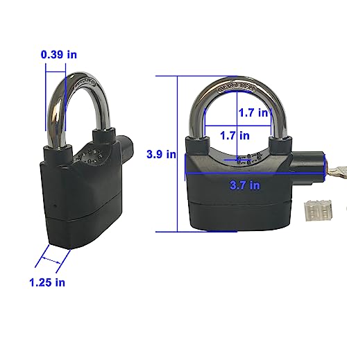 Alarm Lock 110dba Universal Security Alarm Lock System Anti-Theft for Door Motor Bicycle Padlock with 3 Keys (2PCS)