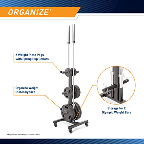 Heavy-Duty Olympic Weight Plate Tree with Wheels - Black