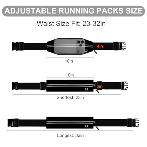 Running Belt - Water Resistant, Fits 23-32 Inch Waists, Expandable Pocket for 7" Phones