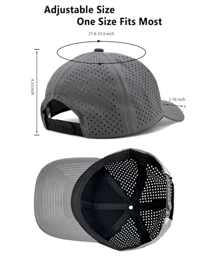 LIRUHOXA 2 Pack Snapback Hats for Men Women - Quick Dry Workout Caps, Dark Grey & Black