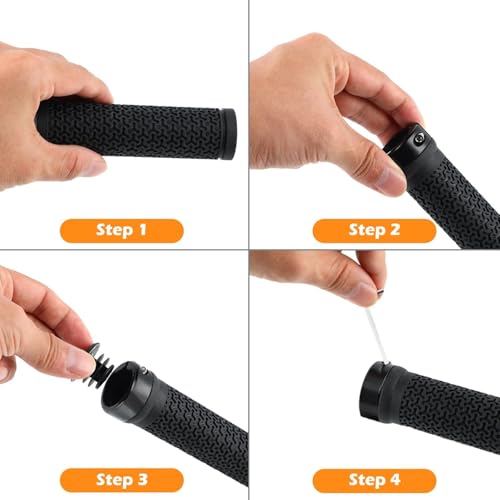 Ergonomic Bike Handlebar Grips - 131mm Rubber - Black