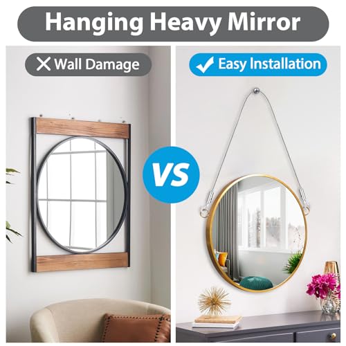 4PCS Adjustable Picture Frame ,Mirror Hanging Wire Kit,6.6FT Heavy Duty Stainless Steel Rope for Hanging Pictures,Mirrors,Light Lamp,Billboards,Basket,Flowerpot,Hold Up to 66lbs