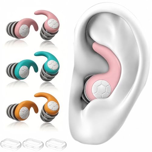 Kids Swimming Ear Plugs, 3 Pair Reusable Waterproof Silicone Earplugs