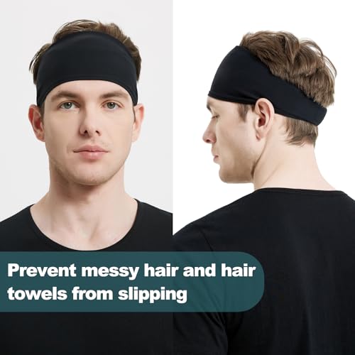 Men's Stretchy Sweat-Wicking Headband - 4 Pack Black