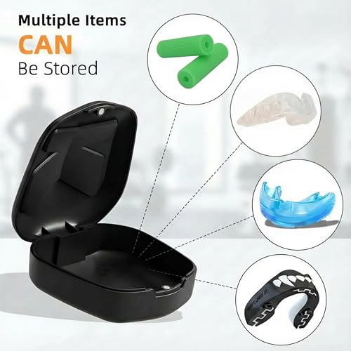 Mouth Guard Case with Clip - Ventilated Hard Shell, Black & White