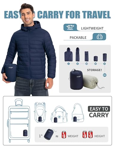 Pioneer Camp Men's Lightweight Packable Puffer Jacket - XL Indigo Blue Winter Coat