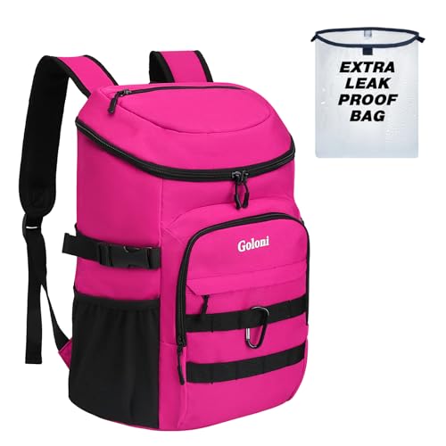 Pink Insulated Cooler Backpack Leak-Proof Portable Food & Drink Bag for Camping & Travel
