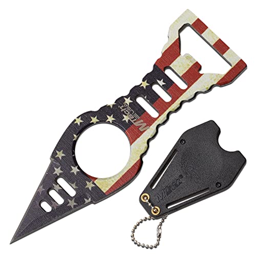 MTech USA Fixed Blade Knife with Nylon Sheath - Full Tang Hunting & Survival, Flag Variant