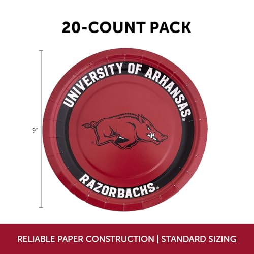 University of Arkansas Paper Plates - 20 Count, 9 Inch Round