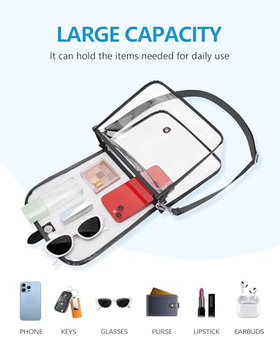 Stadium Approved Clear Bag - Black Clear Purse for Events