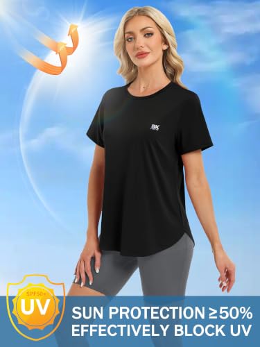 UPF 50+ Quick Dry Workout Tops for Women - X-Large Black