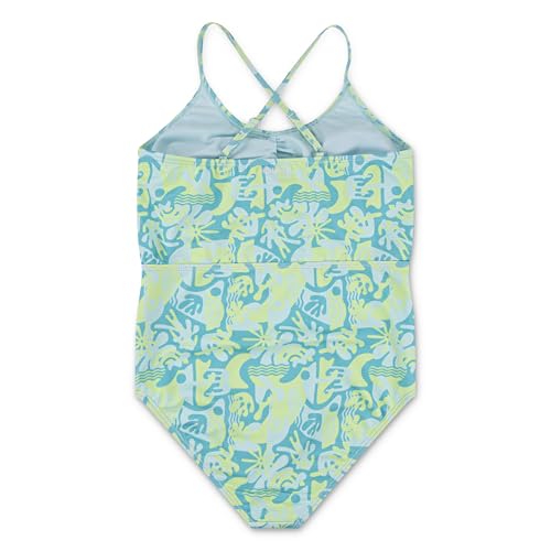 Girls' 1-Piece Cut Out Swim Suit - Turquoise Waves