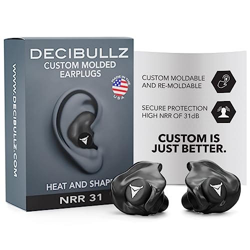 Custom Molded Ear Plugs - 31dB NRR Hearing Protection - Black