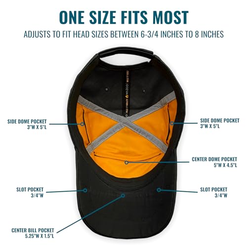 Wazoo Cache Cap™ Black & Brown Hidden-Pocket Outdoor Hat - EDC & Travel