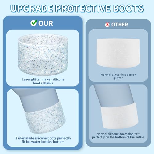 Bling Silicone Boot for Stanley Quencher 40oz & Hydro 12-24oz - Transparent Bling Blue
