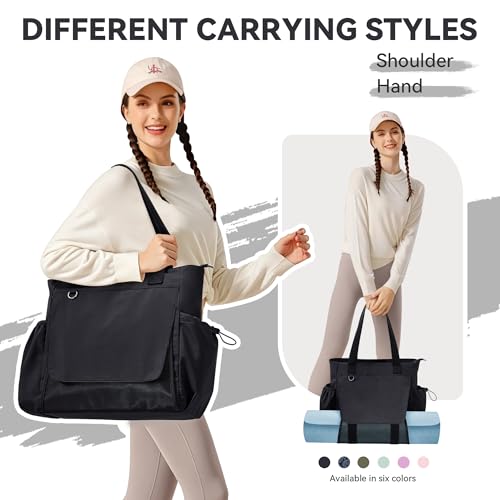Thick Yoga Mat Bag with Wet Pocket - Lightweight Black Tote