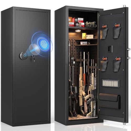 Biometric Gun Safe for Rifles and Pistols - Black, Quick Access, 12-15 Gun Capacity