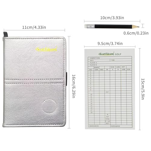 Waterproof Golf Scorecard Holder - Synthetic Leather - Silvery