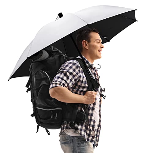 G4Free 46-Inch Large Ultralight Hiking Umbrella with Silver UV Reflective Coating - Black/Silver