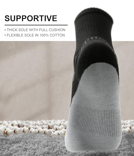 BULLIANT Men 8-10 Black Athletic Compression Crew Socks for Running & Gym - 6 Pack