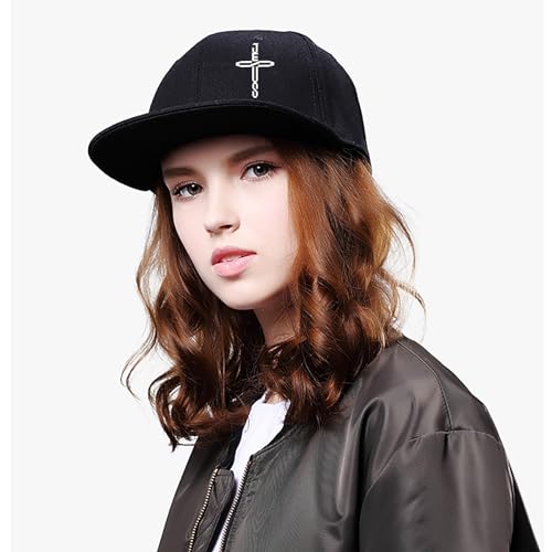 Flat Bill Hats for Men Black Snapback Adjustable Baseball Cap Fitted