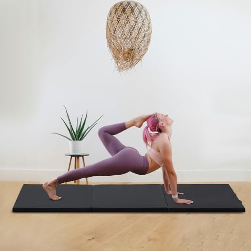 Thick Portable Gymnastics Mat - 6 ft x 2 ft - Black