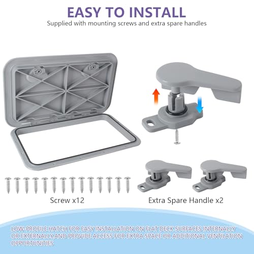 Grey Marine Boat Deck Hatch Cover 24x14 Inches - Waterproof Inspection Hatch for Marine, RV, Caravan
