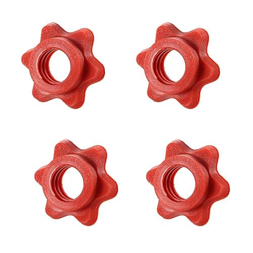 Standard Barbell Spin-Lock Collars - 4 Pcs Anti-Slip Plastic Hex Nut for Weight Lifting