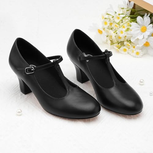 Stelle Women's 2.5-Inch T-Strap Character Shoes Black - Size 7.5